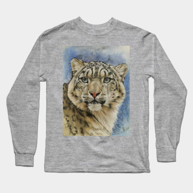 Snow Leopard in Color Long Sleeve T-Shirt by BarbBarcikKeith